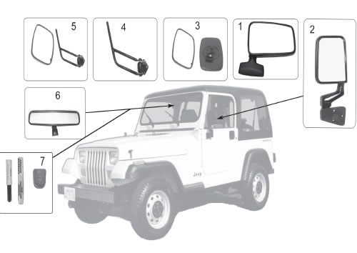 Actualizar 73+ imagen 1993 jeep wrangler side mirrors